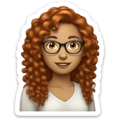 Whitw-girl-with-curly-long-hair-red-head-eyes-brown-wearing-glasses-blouse-white sticker