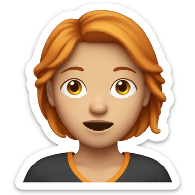 It’s a girl crying with ginger hair and a football sticker