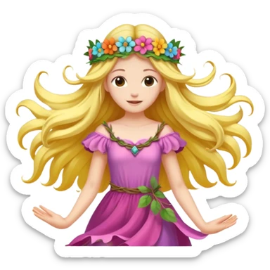 Fairy frolicking in a field sticker