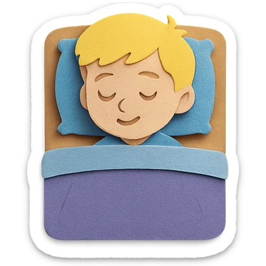 blonde boy sleeping in bed sticker