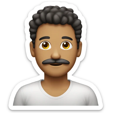 Joven de pelo corto y rizado con bigote sticker