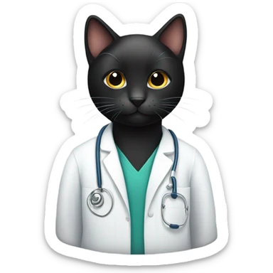 One black cat one veterinarian  sticker