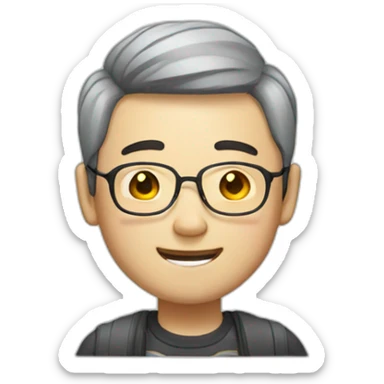 Chinese guy wear glass and happy face just like me sticker