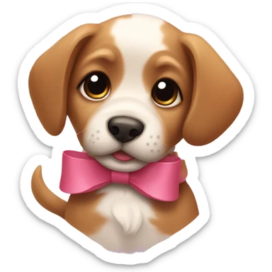 puppy with bow sticker