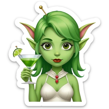 a green martini with ogre ears. i’m just a girl martini shrek aesthetic  sticker