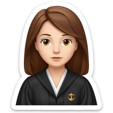 white-women-with-long-brown-hair-lawyer-in-lawyer’s-robe. sticker