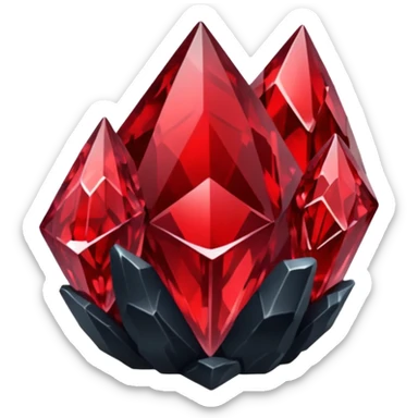 iOS sticker, dark fantasy crystal, monochrome red, minimal sticker