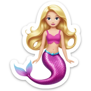 barbie merliah summers with a pink mermaid tail sticker