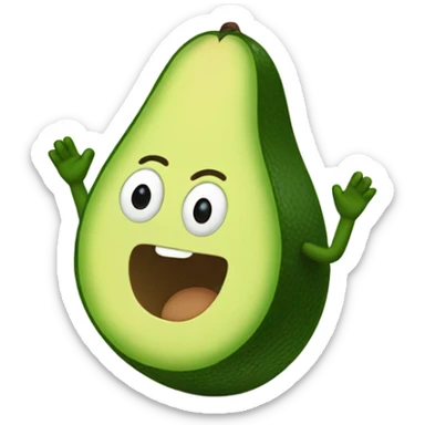 avocado waving hand sticker