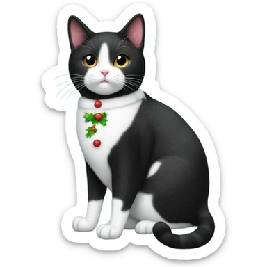 Tuxedo cat in Christmas pajamas sticker