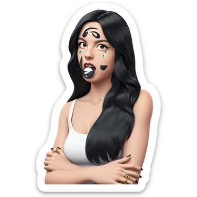 girl with black hair jewelry sticker