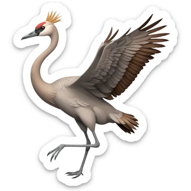sand hill crane flying with one leg sticker