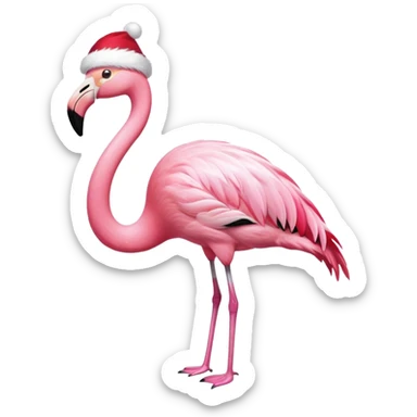 Flamingo with a Santa hat on sticker