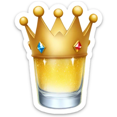 A sparkling shotglass inside of a crown sticker