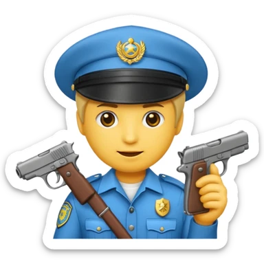 Un emojis con una gorra de lado una pistola y lanbro qué no sea un policía  sticker
