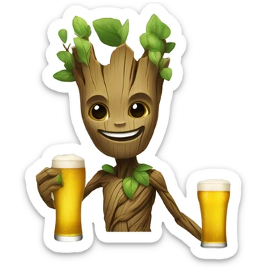 groot tomando cerveza sticker
