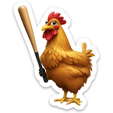 Chicken with a baseball bat sticker