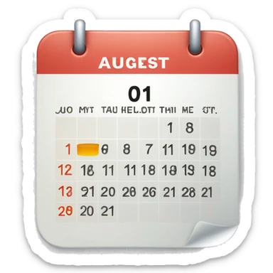 Calendar with August 11 date sticker