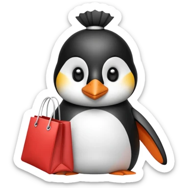 Penguin with a sephora bag sticker