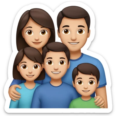 Hispanic family of five: one mom, one dad, two sons, one daughter, all with medium skin tone and dark brown hair sticker