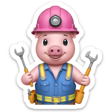 construction-pig with helmet sticker