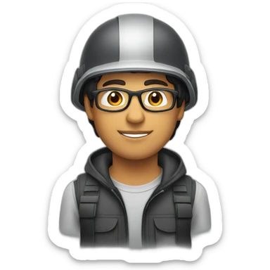 Young-man-hispanic-with-helmet-and-glasses sticker