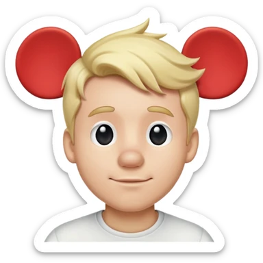 Man blonde hair wearing Mickey Mouse ears sticker