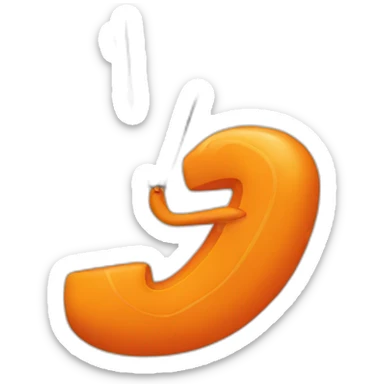 a large orange letter Q to which the parachute is attached sticker