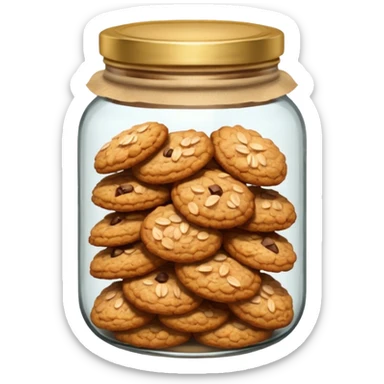 glass jar with oatmeal cookies sticker