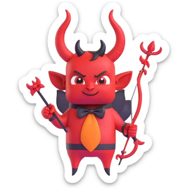 devil bow, red and black colors, small horns on the bow, pointed ends, mischievous vibe sticker