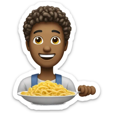 create me an smiley emoji who loves and is eating pasta sticker