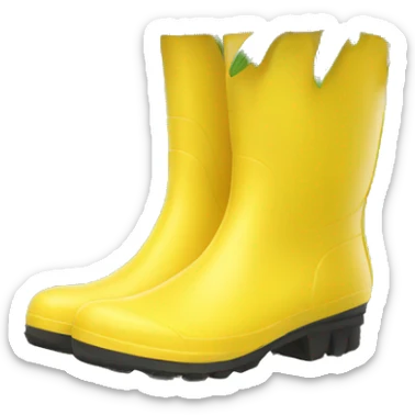 Bouquet of white chamomile flowers in yellow rain boots sticker