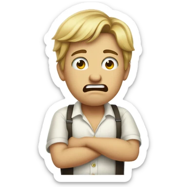 Feeling of disgust, person pointing at their tummy sticker