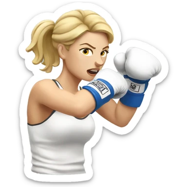 White woman boxer throwing a punch sticker