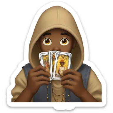tan boy reading tarot cards magic sticker