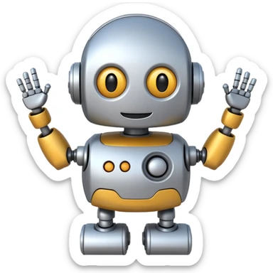 robot cartoon simple kid toy white innocent funny gudget friendly smiley round adorable musical sticker