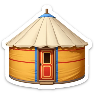 Mongolian yurt, traditional round hut, simple emoji style sticker