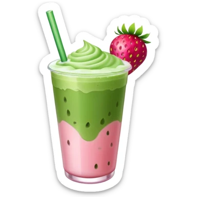 iced matcha latte strawberry  sticker