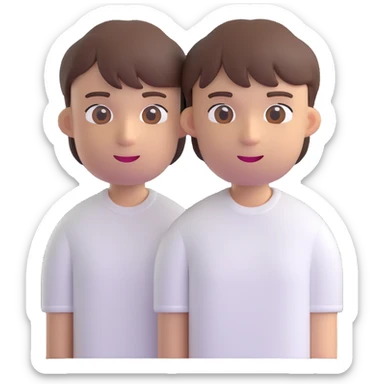 portrait of a young man with short brown hair and straight bangs, wearing a white shirt, 3D emoji style sticker