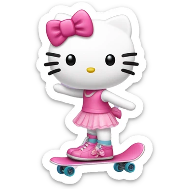 Hello kitty en patineta sticker