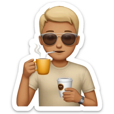 Suglasses wearing cut shirt drinking coffe  sticker