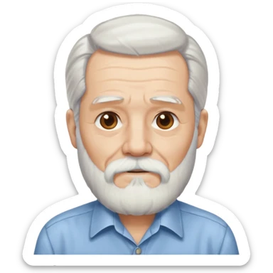 elderly man long hair and long bearded with shirt sticker