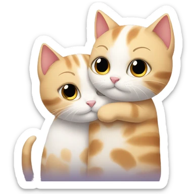 cute cat cuddles with another cat sticker