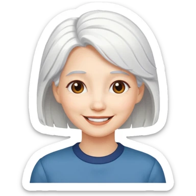 pure white hair, cute mature girl sticker