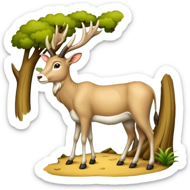 Een slede wordt getrokken door een eland in een noors dennenbos sticker