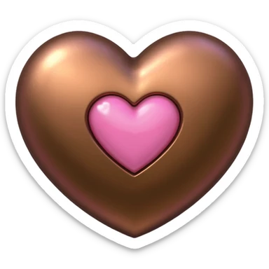 bronze heart with a pink mini heart inside of it  sticker