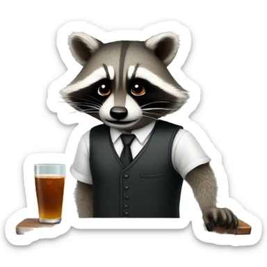 Raccoon bartender sticker