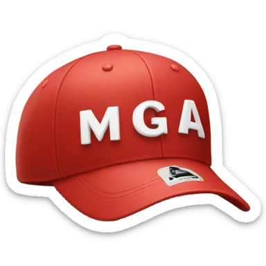 red baseball cap with MAGA on it sticker