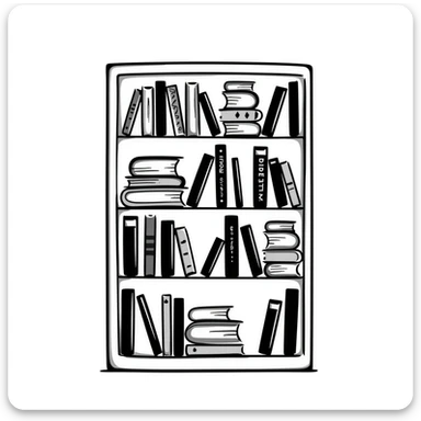 bookshelf filled with many books sticker