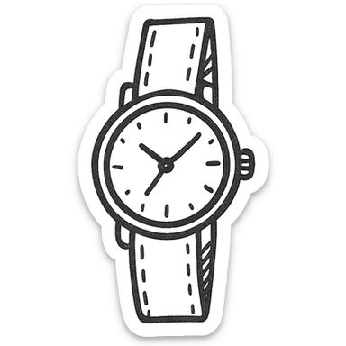 watch, hand drawn outlined icon style, sketchy lines, no fill sticker